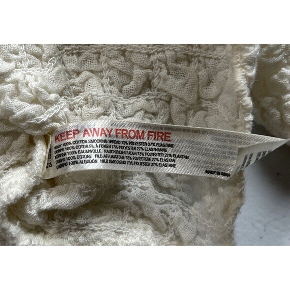 Free People Women's Double The Fun Ivory Smocked Crop Top Scoop Neck Size SP - Picture 5 of 5